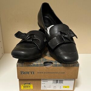Born Carrine Women's Black Leather Flats with Knot Detail size 8